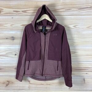 Under Armour ColdGear Jacket Womens Medium Purple Hooded Windbreaker Fleece
